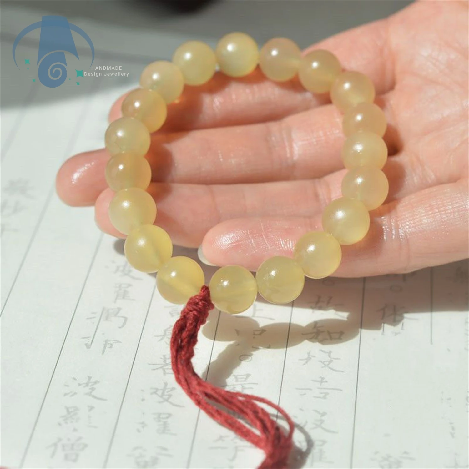 Natural Ram Horn Beads Meditation Mala Bracelet Handheld Worry Beads Polished Smooth Unisex Ethnic Jewelry for Men Women Relax