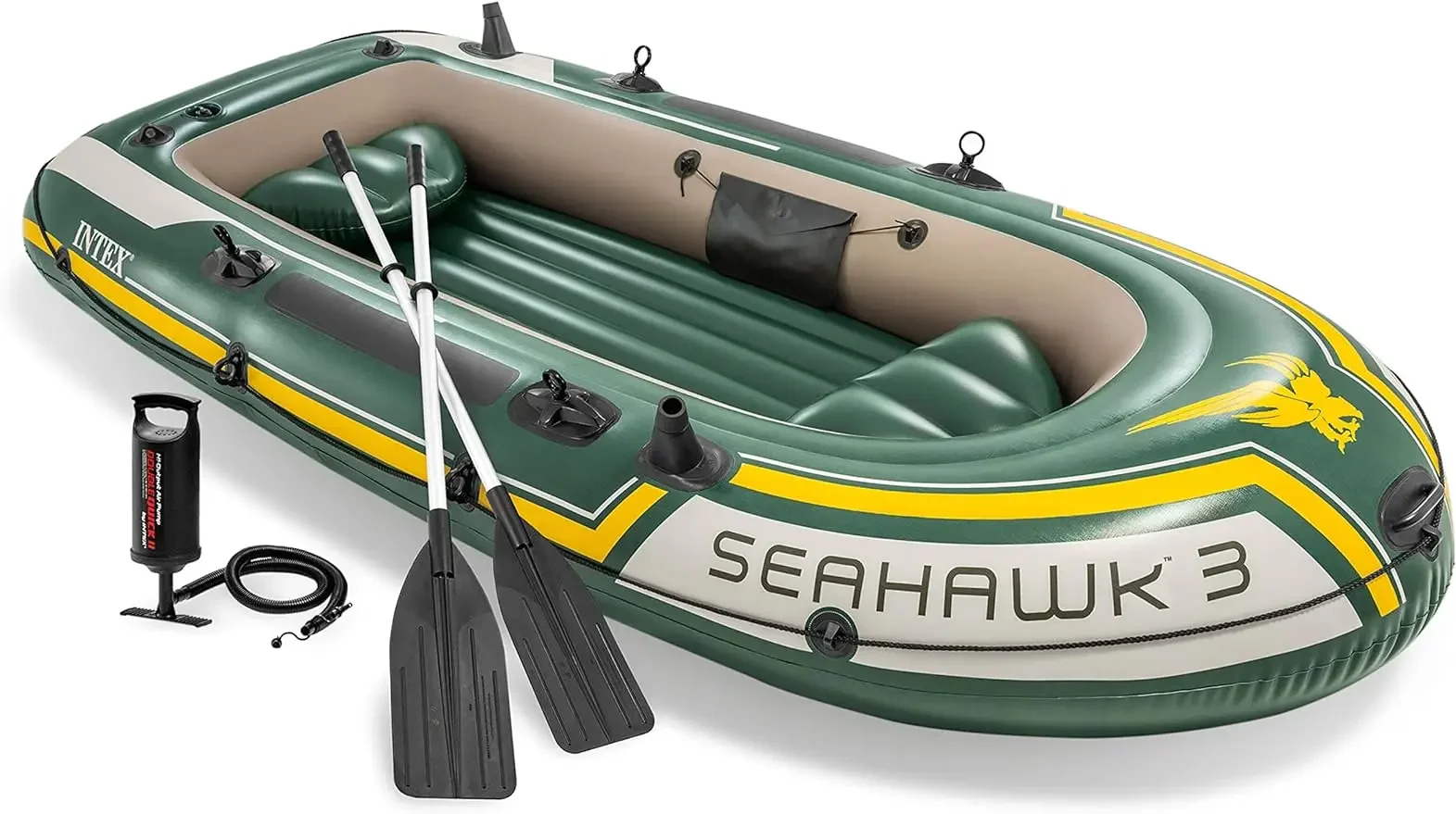 for  Inflatable Boat Series: Includes Deluxe Aluminum Oars and High-Output Pump – SuperStrong PVC – Fishing Rod Holders