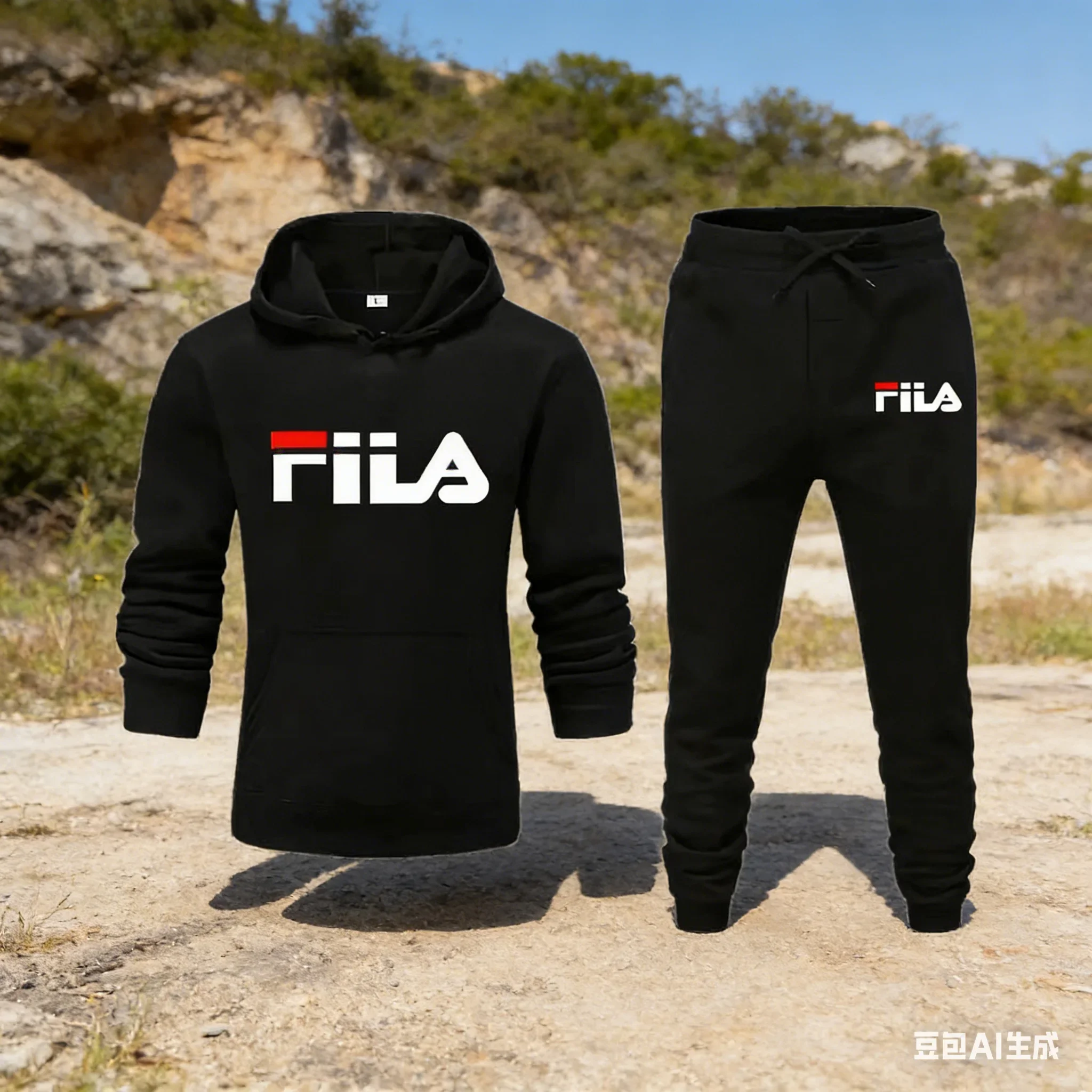 

A New Men's Spring and Autumn 2026 Pullover Hoodie + Sweatpants Two-piece Fitness, Fashion and Casual Jogging Set