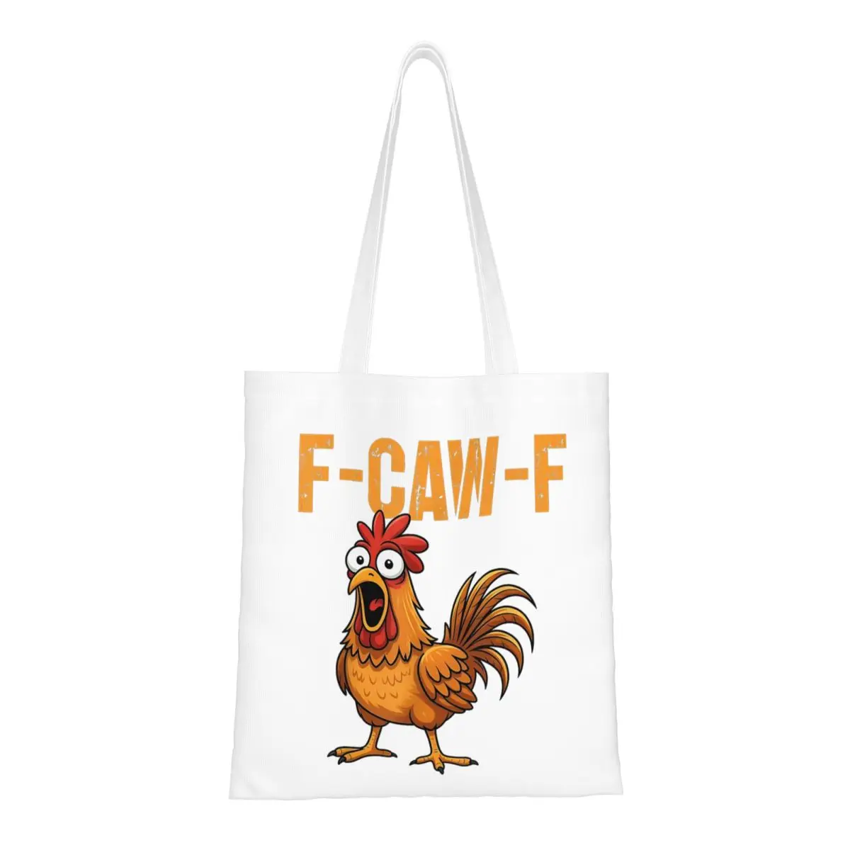 

F-Caw-F Забавный куриный юмор F-Caw-F Цитата Петух Мем Холст Большая сумка-тоут Сумки для продуктов Большая вместительная сумка для покупок для женщин