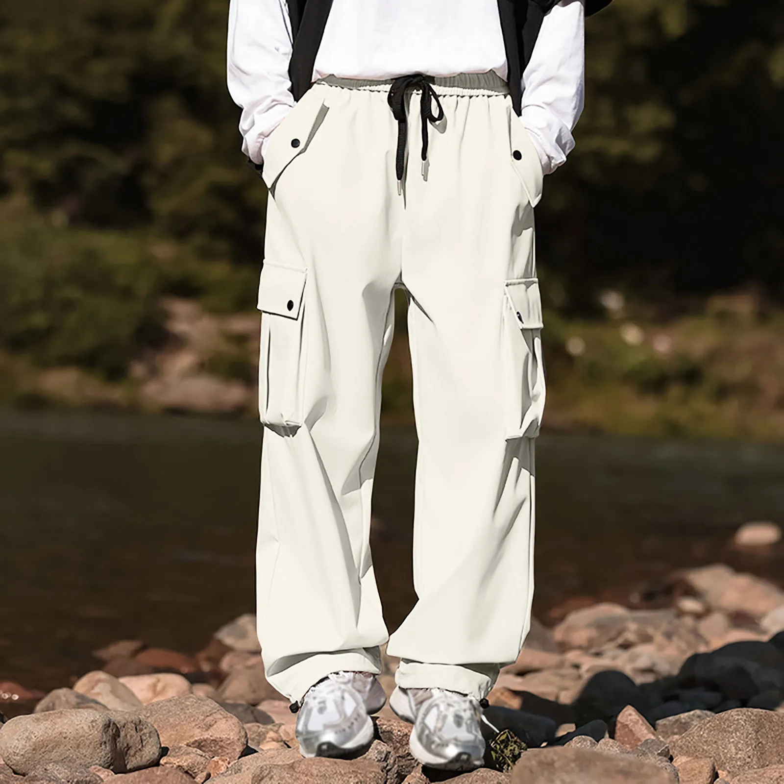 

Men's And Women's Outdoor Mountaineering Overalls Autumn And Winter Retro Loose Soilid Color Wide Leg Straight Leg Casual Pants