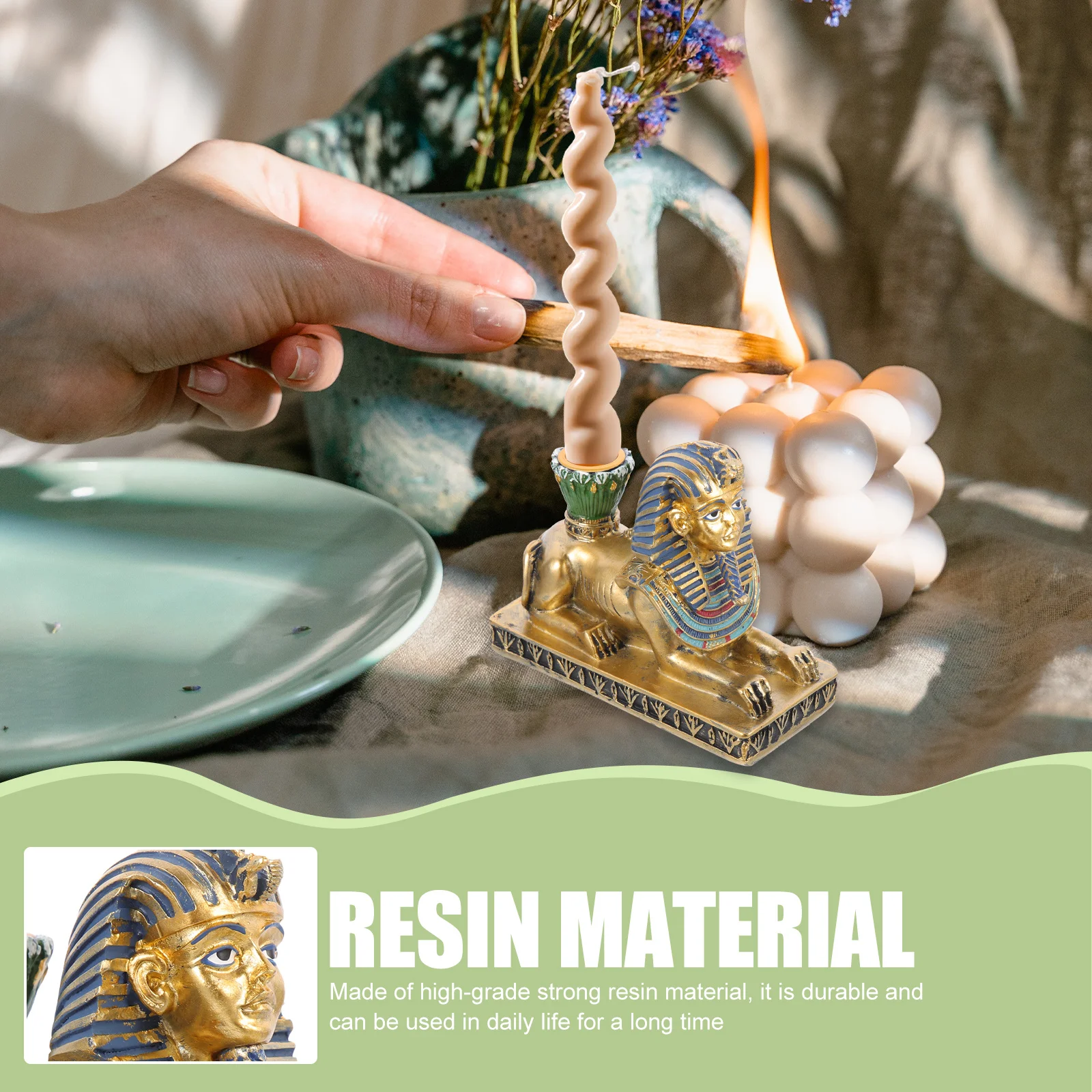 

Monument Resin Ornaments Vintage Home Decor Tabletop Ancient Egyptian Decorations Style Figurines Candleholder