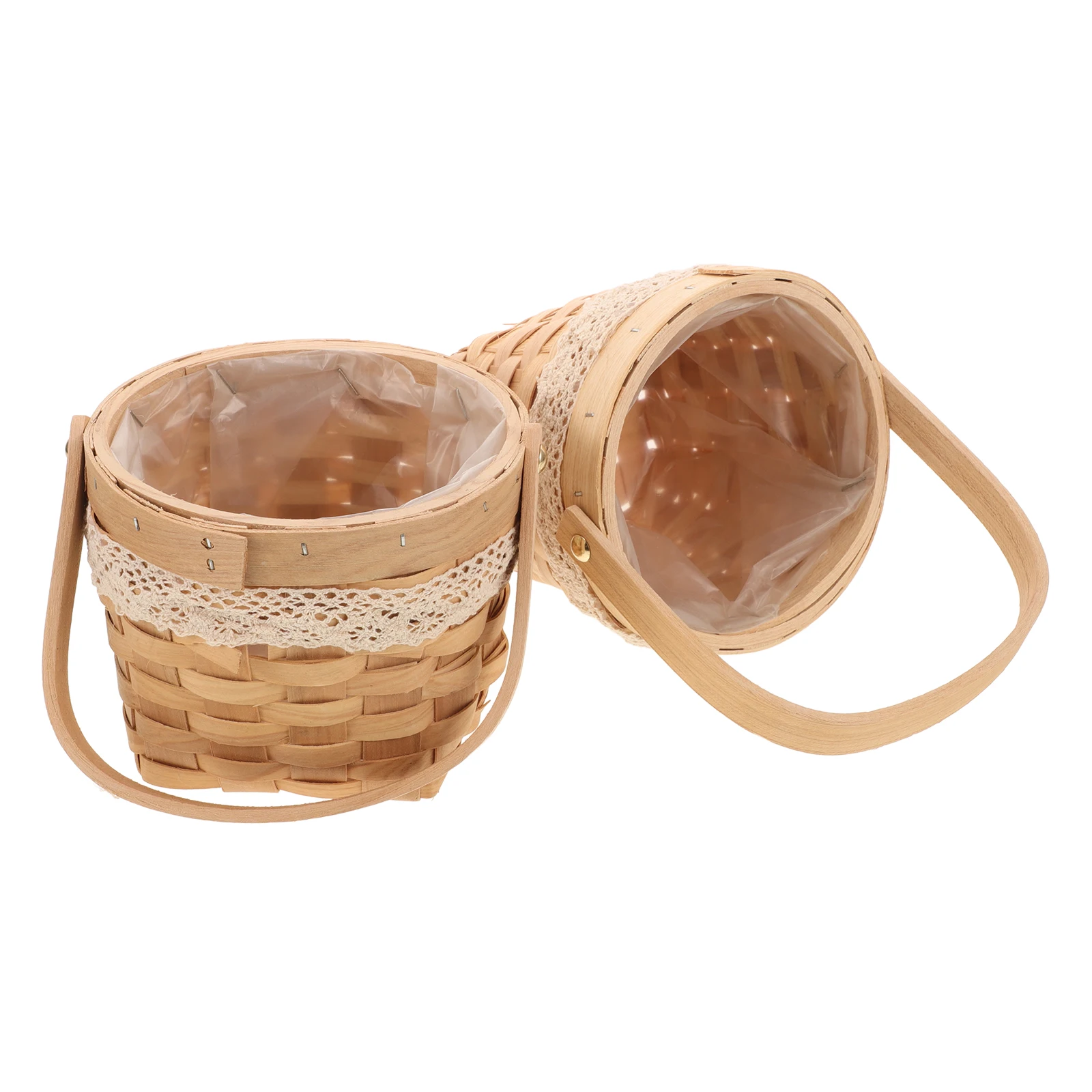 

2 Pcs Portable Flower Basket Planting Adornment for Flowers Storage Decorate Rattan Decorative Baby