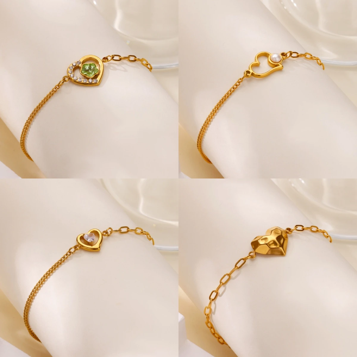 

Bohemian Love Heart Zircon Stainless Steel Bracelet for Women Waterproof Non-Fading Summer Beach Jewelry New Trendy 2025