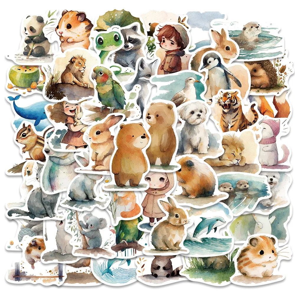 50/100 PCS Cartoon Aquarell Illustration Aufkleber Laptop Telefon Dekorative Wasserdichte Schreibwaren Stift Halter Aufkleber
