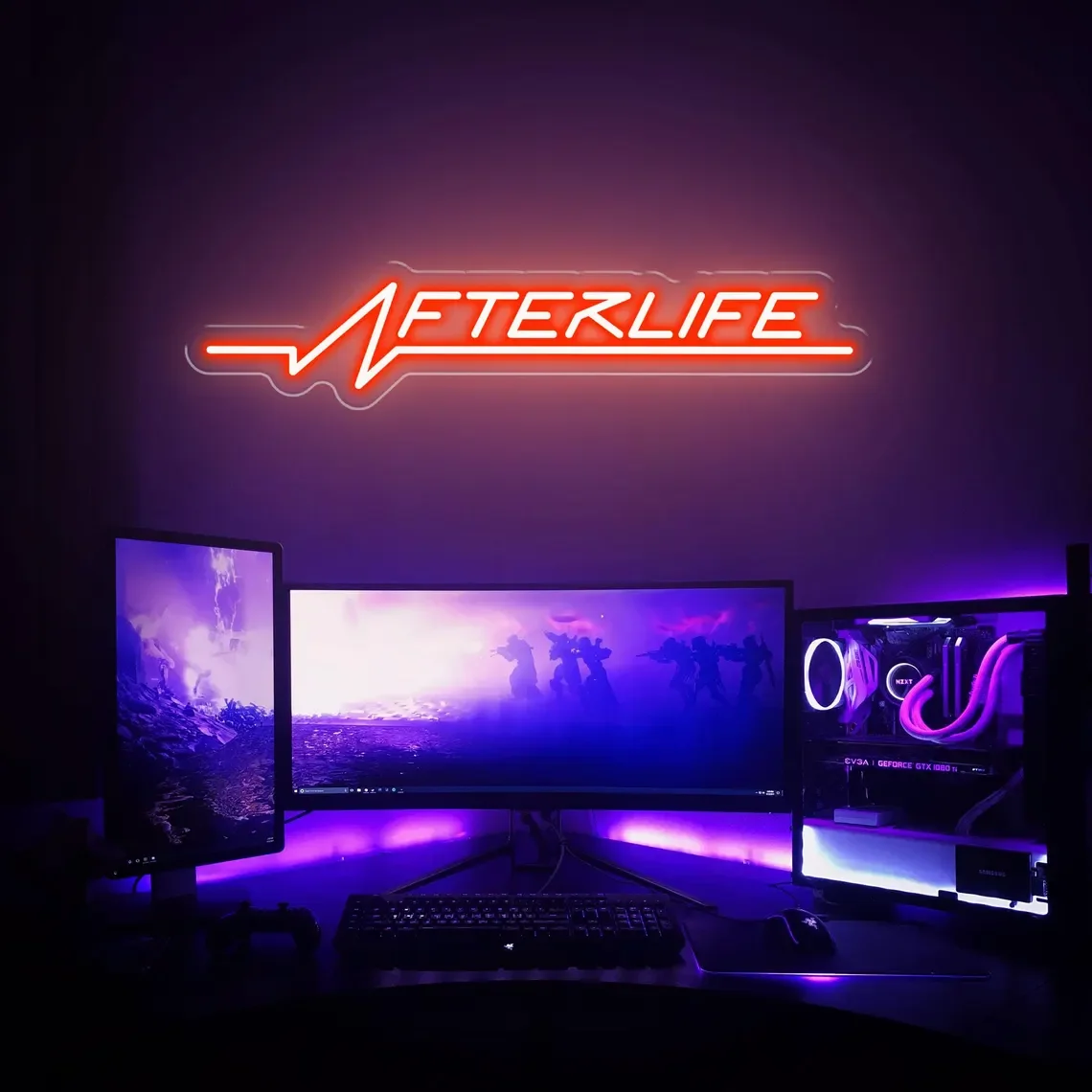 

Life Neon Sign Cyberpunk Wall Decor Game Room Dorm Bar Club Home Sign Custom Gamer Personalzied After Gift