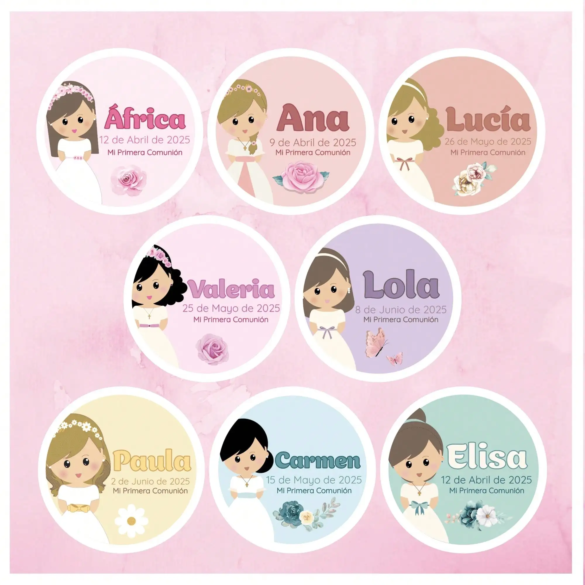 24-حزمة من ملصقات أو بطاقات زخرفية غير مجففة للمناولة الأولى للفتيات، تستخدمات الديكور متعددة الاستخدامات