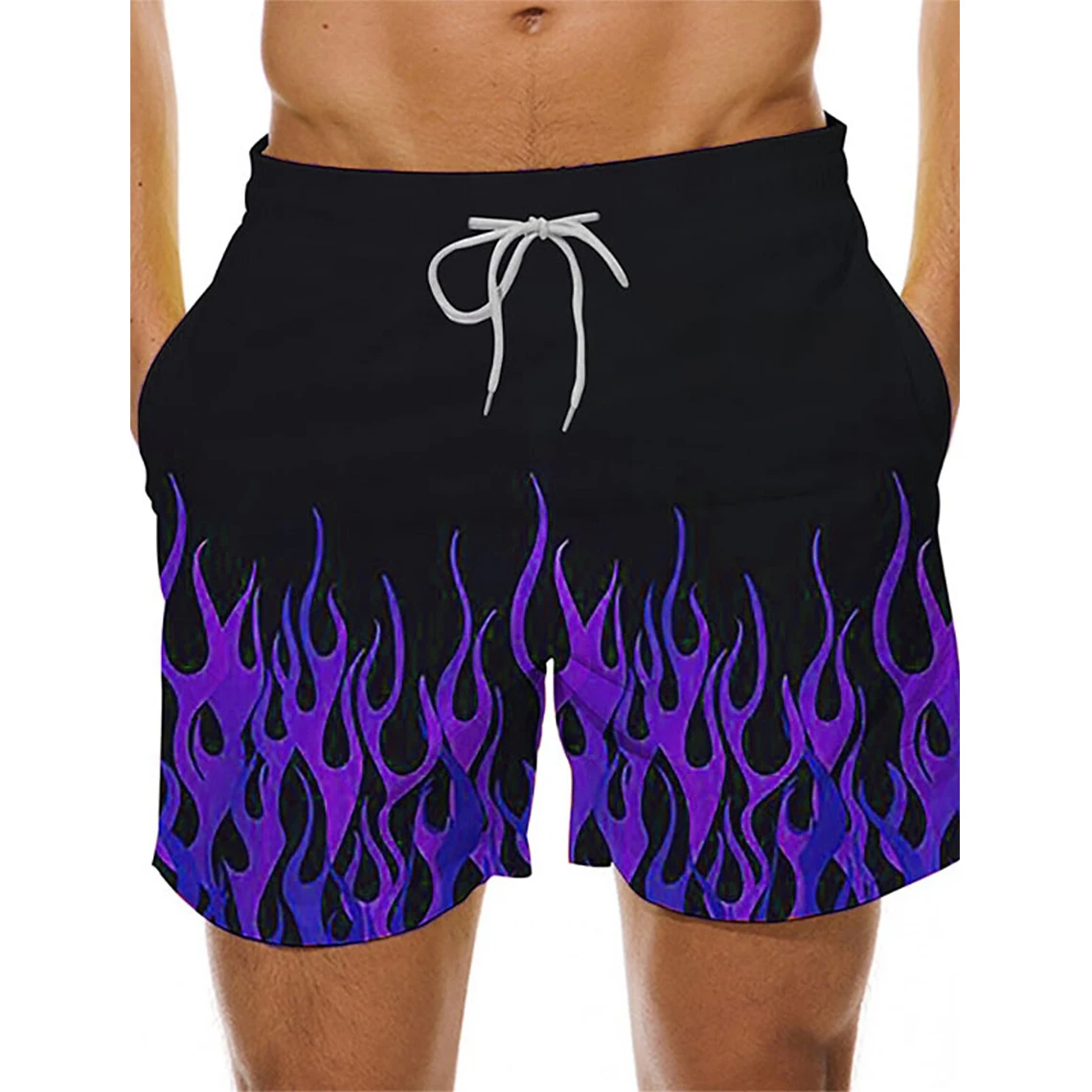 Summer Ethnic Style Beach Shorts Colorful Flame 3D Print Men Women Holiday Trunks Casual Board Shorts Swimwear Kids Men Clothing