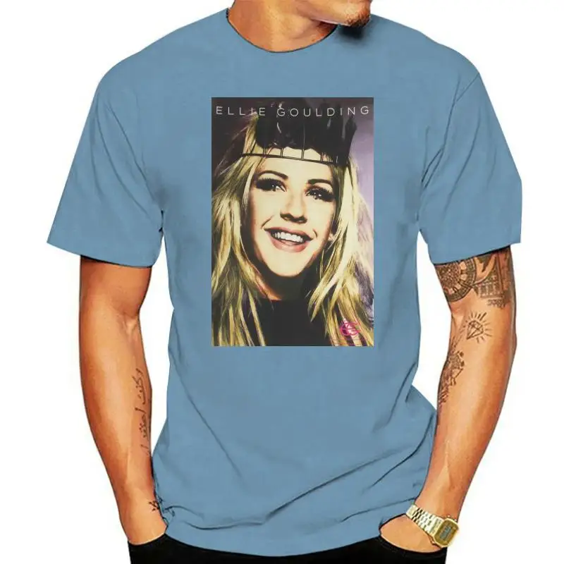 Ellie Goulding Headband Pic Tour 2014 White T Shirt New Merch Short-Sleeved Tee Shirt