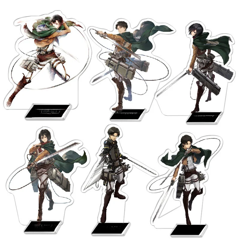 Attack on Titan Acrylic Stand Figure Doll Eren Jager Mikasa Levi Ackerman Armin Desktop Decor Shingeki no Kyojin PVC Figure