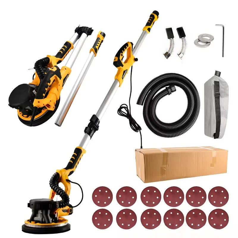 Foldable Variable Speed 800W Drywall Putty Sander Electric Wall Dust Collector Integrated Self-Suction Model Light Long Rod