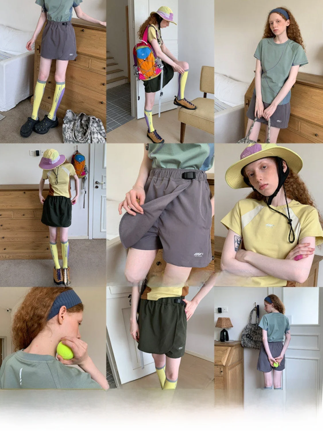 

Outdoor Summer Sporty A-Line Skort Shorts Women's Breathable Hiking Anti-Exposure Square Hole Design Casual Utility Pants