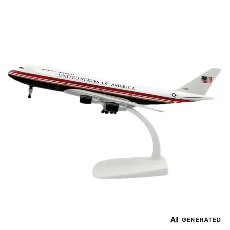 Air Force One B747-200 Modellflugzeuge 20cm Metall-Maßstab Flugzeug-Modell aus Druckguss mit Ständer für Luftfahrt-Sammler Geschenk – Detail 5
