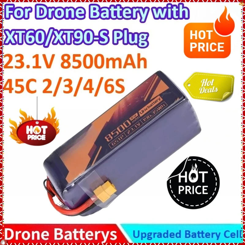 

8500mAh 23.1V 45C 6S1P 4/6/2/3S RC Aircraft Drone General-purpose Battery for High-Capacity Universal Fit with XT60/XT90-S Plug