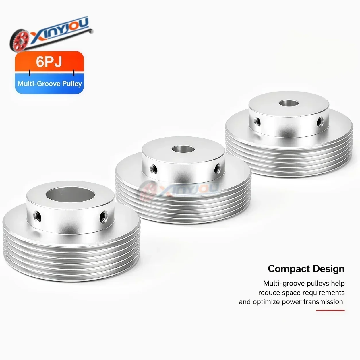 6PJ Aluminum Alloy Poly V Belt Pulley, 63/71/75mm OD Bore 8-30mm, 6-Rib Serpentine Drive Pulley for PJ Belt, Multi-Rib