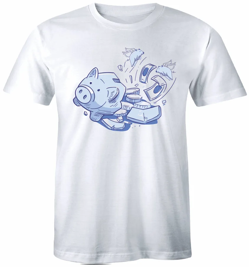 Flying Pigs Piggy Bank T-Shirt Funny Pig Coin Bank Pig Savings Unisex Tee High Quality 100%Cotton Short Sleeve