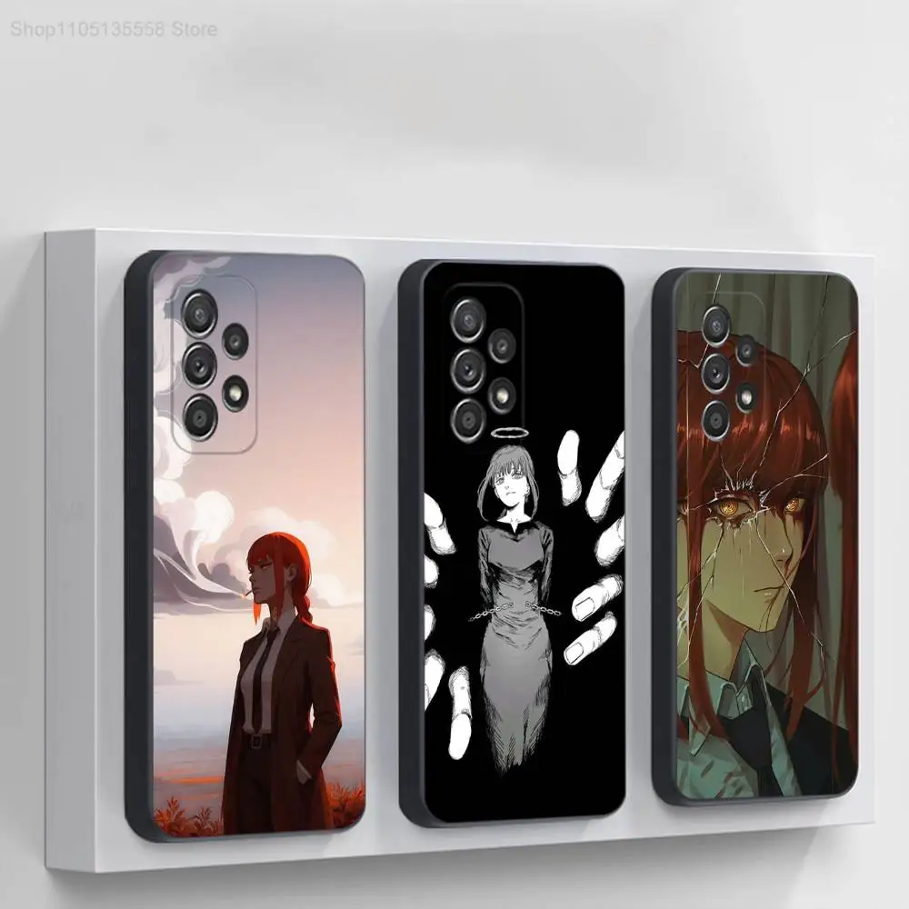 

C-Chainsaw M-Makima Phone Case For Samsung S 25,24,23,22,30,21,10,9,Ultra,Plus,Lite,FE,4,5G Black Soft Case