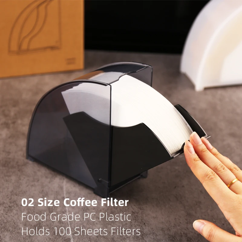 Dust‑Proof Hard Plastic Desktop Coffee Filter Paper Storage Box Holder for V‑Shape Fan‑Shaped Coffee Filter Paper