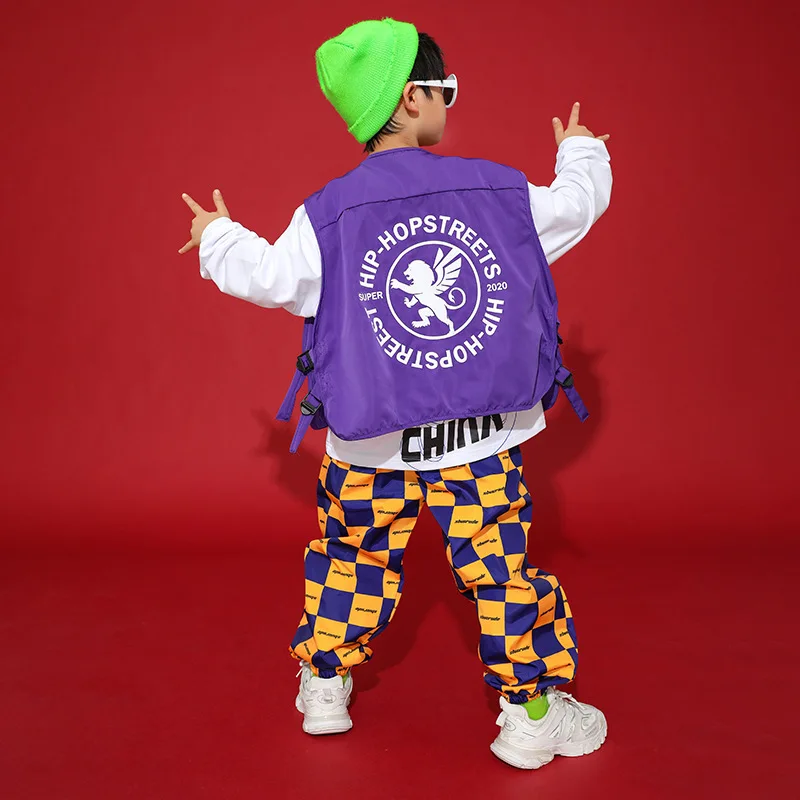 아동용 힙합 및 스트리트 댄스 세트, 남아용 힙합 조끼 작업복, 재즈 댄스 의상, 여아 댄스 공연 의상
