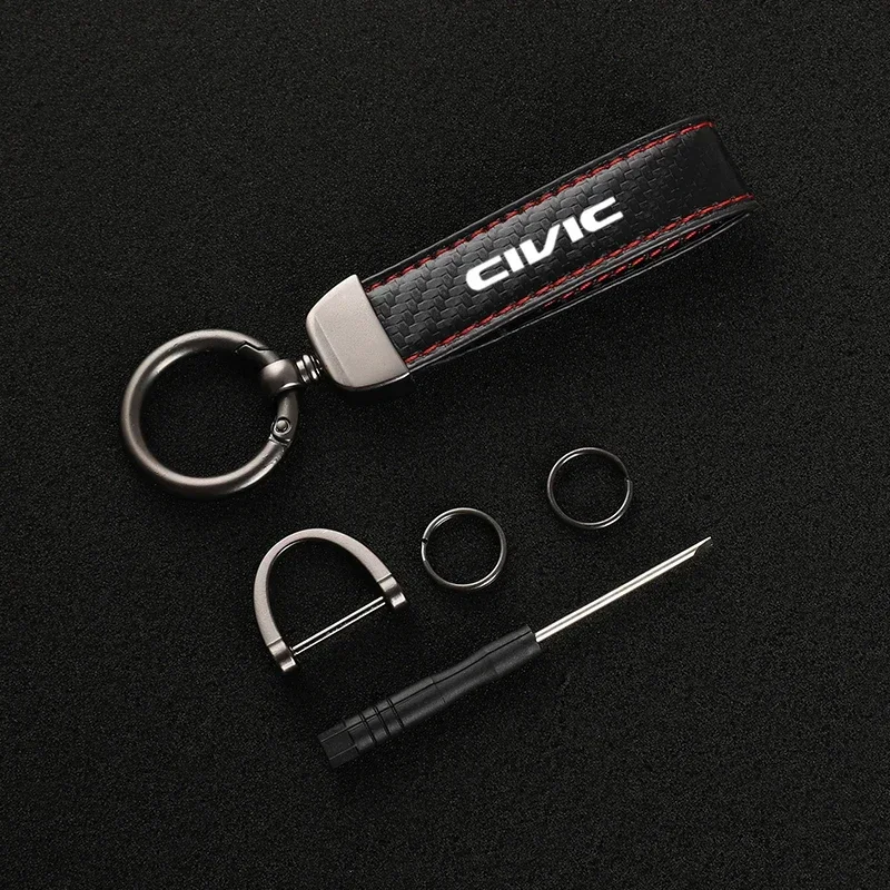Leather car keychain horseshoe buckle jewelry key chain for Honda CIVIC 10th gen 8th gen with logo  Car Accessories