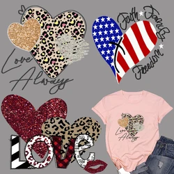 heart-shaped Newest Patterns Decoration DIY Iron On Transfer Stickers On Clothes Jackets T-shirt Sticker For Clothing Applique