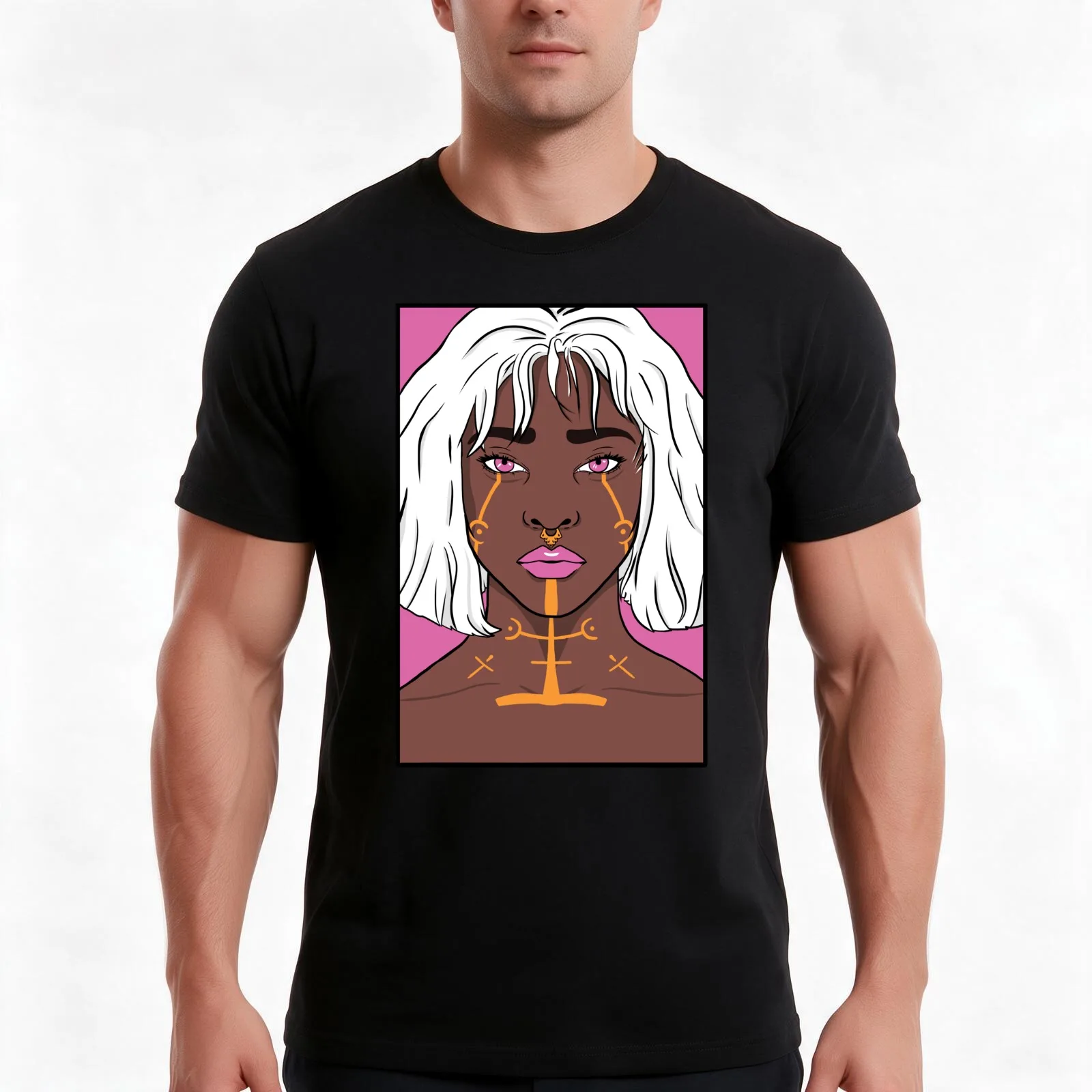 Piercing star T-Shirt, Summer Casual Cotton Tee, Oversized Streetwear Tops, Vintage Graphic Print, Loose Fit Short Sleeve
