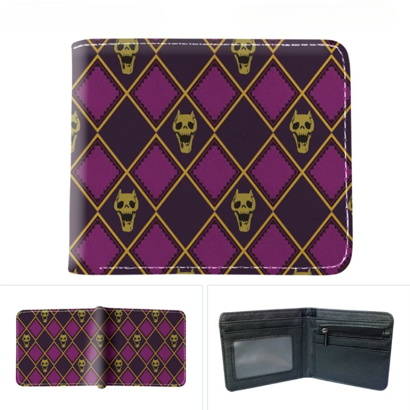 Anime JoJo's Bizarre Adventure Figure Jotaro Kujo PU portefeuille mignon dessin animé porte-monnaie Cosplay pince à billets Kawaii étudiant portefeuilles