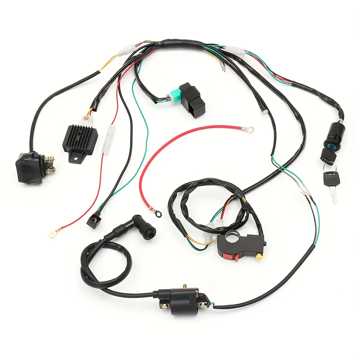 

Motorcycles Wiring Harness Loom Solenoid Coil Rectifier CDI For 50cc 70cc 90cc 110cc 125cc ATV Quad Dirt Bike