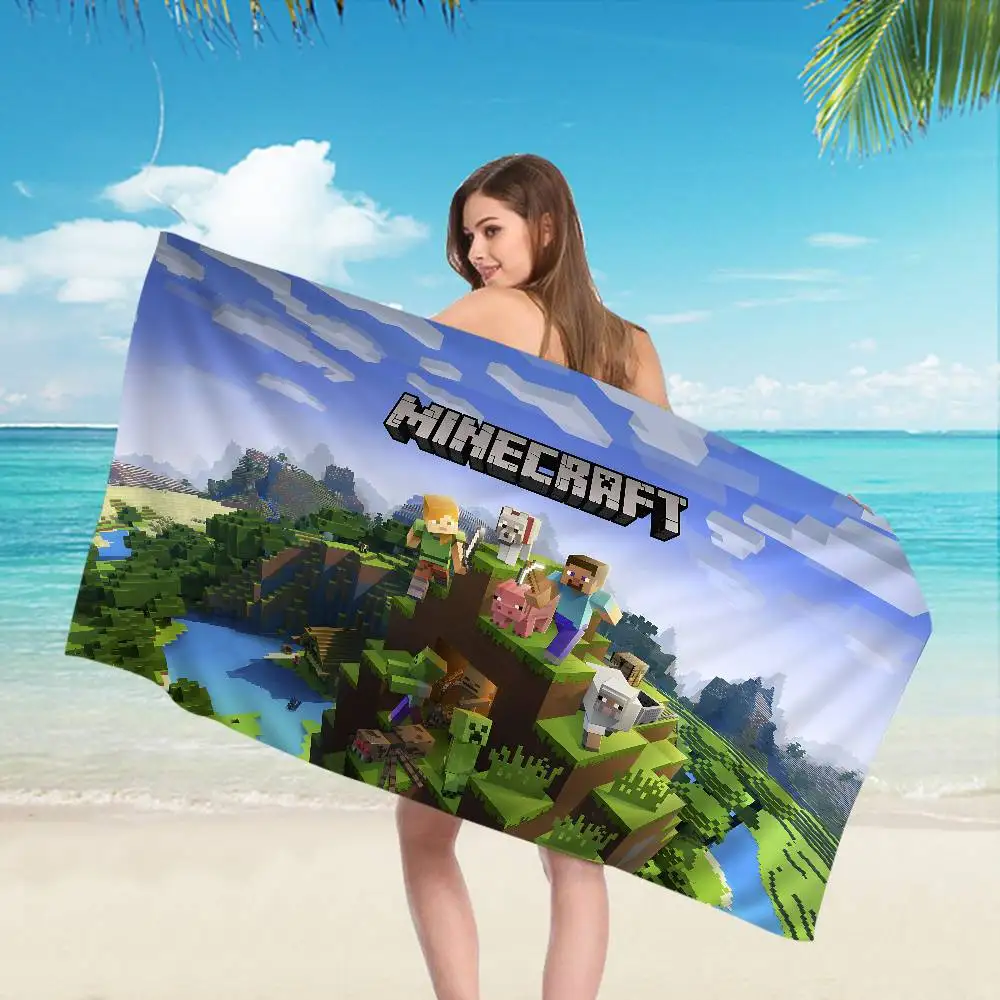Hot Game M-Minecraft Classic Anime Beach Swimming Towel Soft Absorbent Washcloth Children's Gifts for Kids Travel Camping Gym