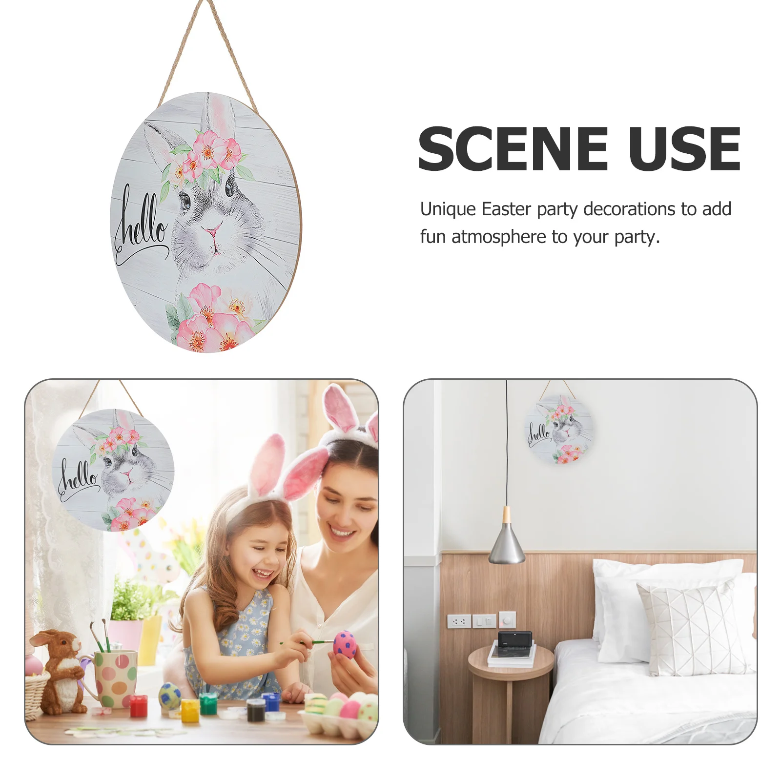 

Easter Wooden Door Sign Hanging Plaque Rustic Bunny Front Door Decor Wall Hanging Sign Easter Home Decor Wall Art