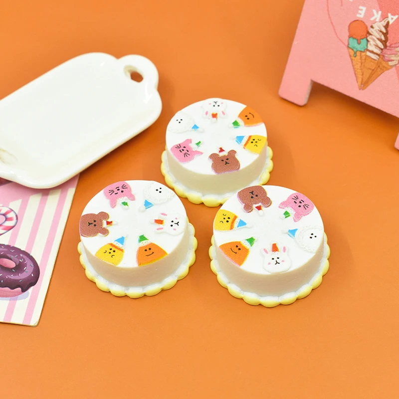 Dollhouse Mini Cartoon Three-dimensional Birthday Cake Model Dolls House Home Decoration
