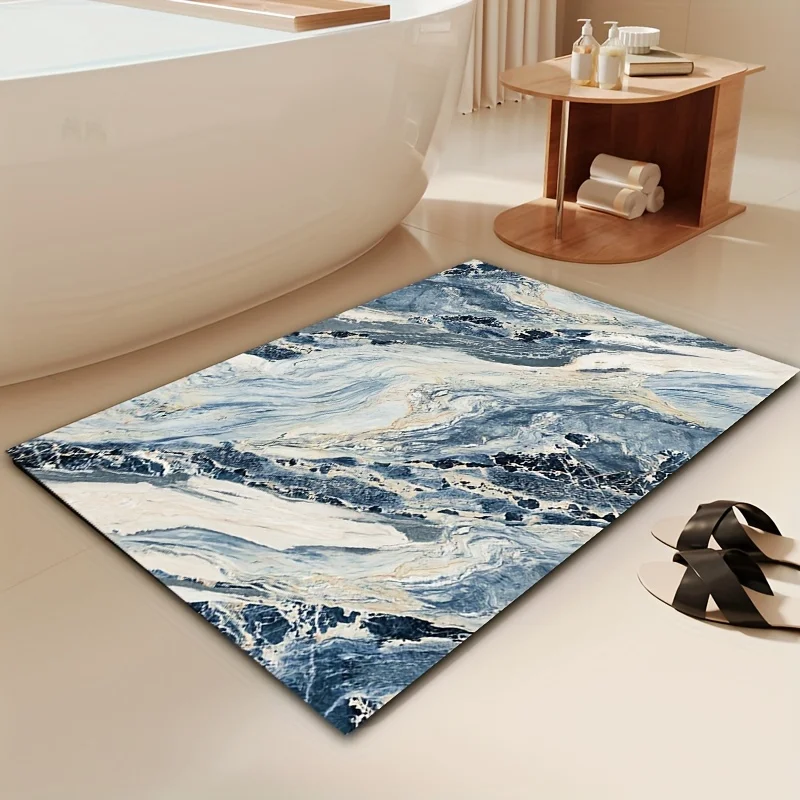 Misty Forest Bathroom Rug Quick Dry Super Absorbent Doormat Diatomite Mud Non Slip Rubber Bath Rug for in Front of Bathtub