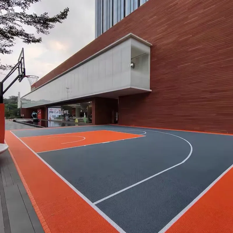 

Beable Outdoor Backyard Interlocking Basketball Court Surfaces With Free Design Diagram Customized logo White Lines Marking