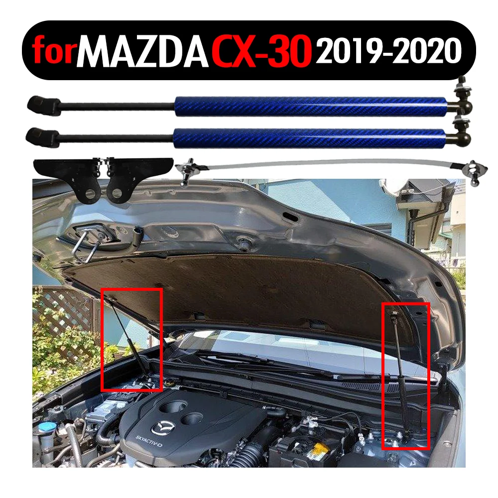 for Mazda CX-30 CX30 2019-2022 Front Hood Bonnet Modify Gas Struts Bars Shock Carbon Fiber Spring Damper Lift Supports Absorber