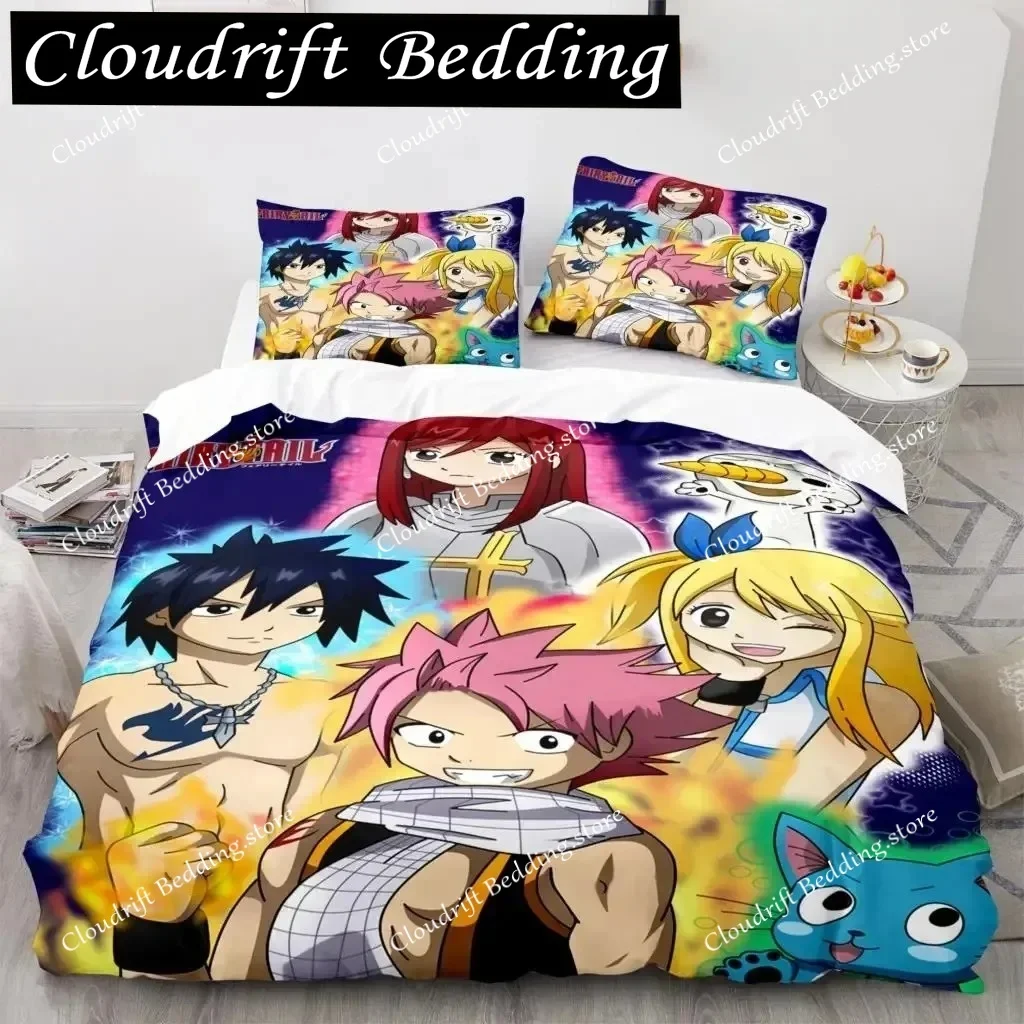 

3D Fairy Tail Natsu Anime Bedding Set Double Twin King Duvet Cover Comforter Pillowcase Boys Girls Adults Bedroom Quilt Cover