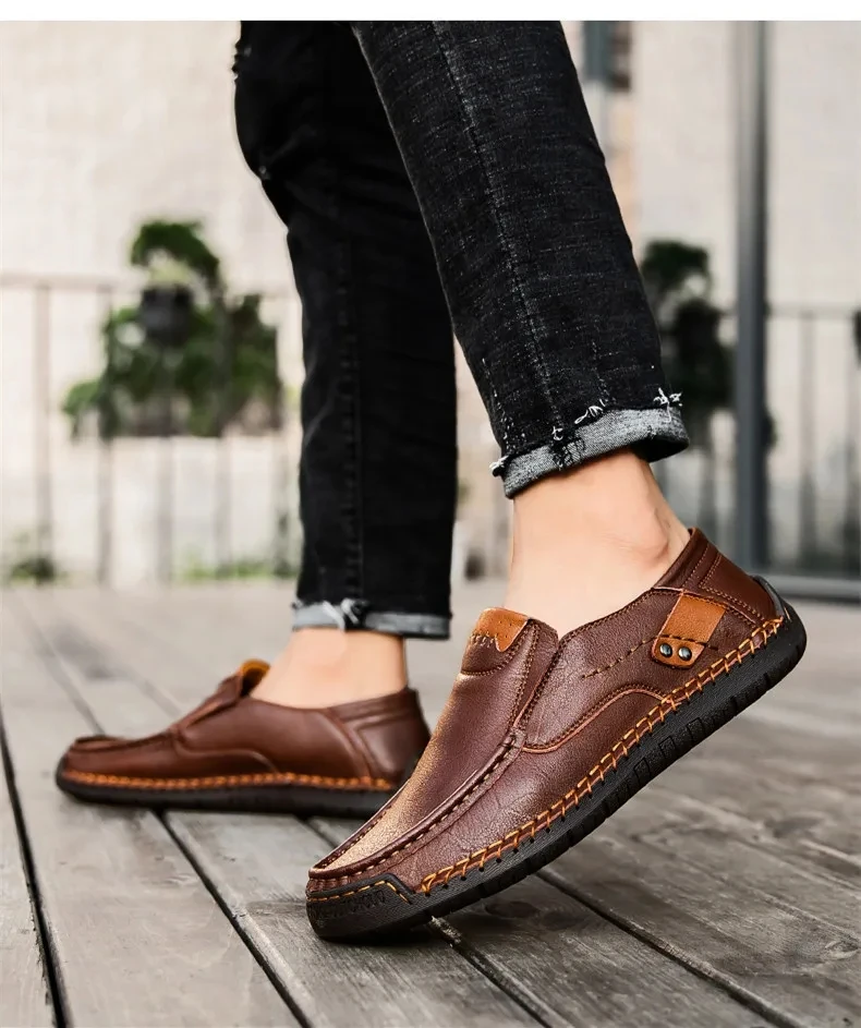 Neue Mode Männer Casual Schuhe Handgemachte Leder Loafer Bequeme männer Schuhe Qualität Split Leder Flache Fahren Schuhe Größe 48 – Detail 22