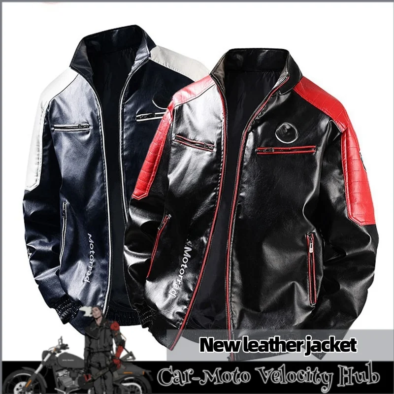 New Leather Jacket Embroidered Thick Leather Pu Leather Jacket For Men Women Baseball Jacket Couples Motorcycle Flight Jacket