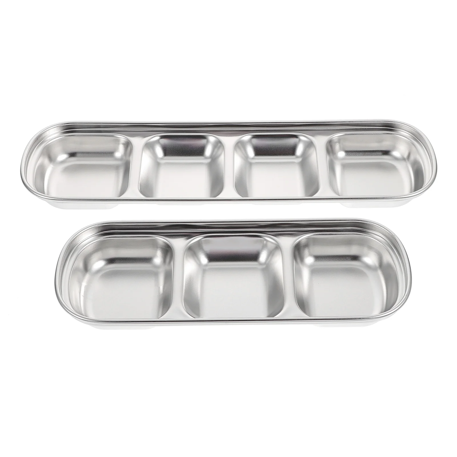 

2 Pcs Stainless Steel Plate Multi-grid Feeding Tray Bunny Water Bowl Rabbit Utensil Pet Fodder Accessories