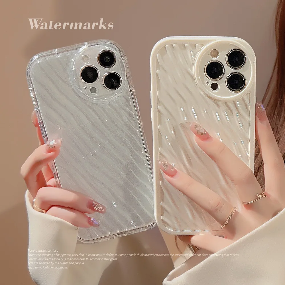 Simple Water Ripple Phone Case for iPhone15 14 12 13 11 Pro ProMax Plus X XR Xsmax Shockproof Phone Cover