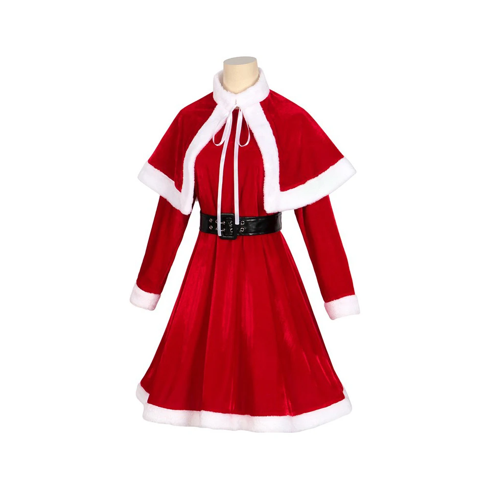 Vestido de uniforme rojo de Navidad para mujeres adultas, vestido de Cosplay, disfraz de Cosplay, traje de Carnaval de Halloween