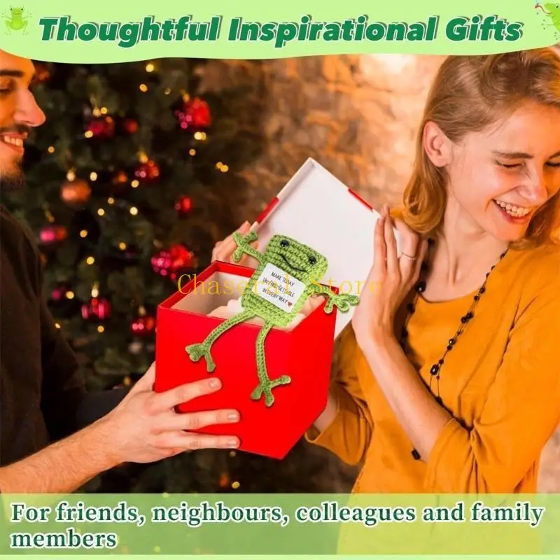 e7ce ملهمة Crochet Frogs Companion مع كلمات إيجابية كلمات دافئة