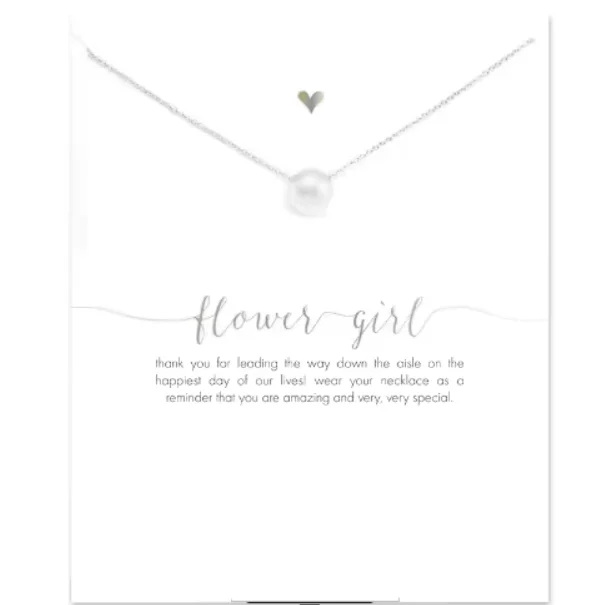 Wholesale 300pcs/pack Flower Girl Sliver Pearl Charm Pendant Necklaces For Women Wedding Gifts with White Card Reminder Jewelry