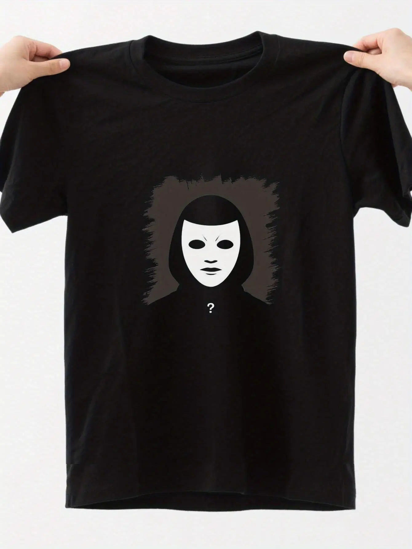 

Мужская футболка с маской для лица и принтом — черная повседневная рабочая футболка узкого кроя с усиленными швами