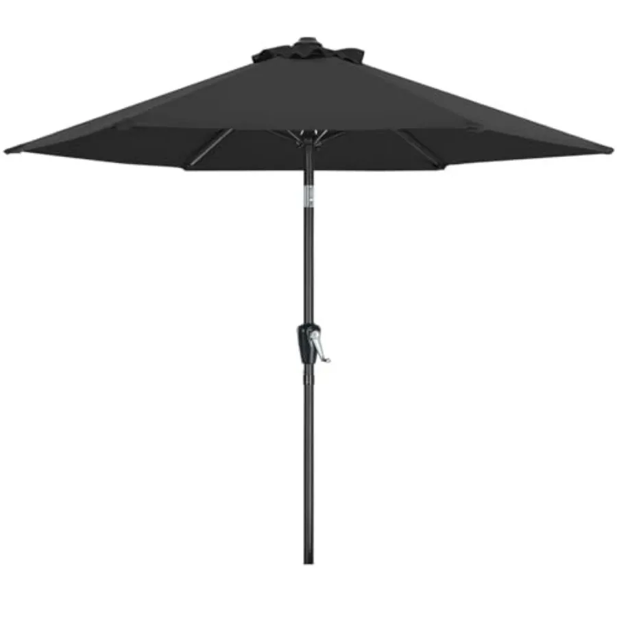 Patio Umbrella with Push Button Tilt and Crank, Outdoor Market Umbrella with 6 Sturdy Ribs, UV Protection and Waterproof for Ga