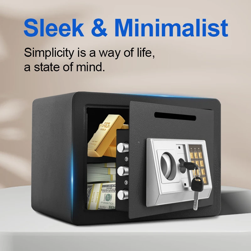 Home Safe Deposit Box Secure Storage for Cash, Jewelry & USD Documents Anti-Theft Piggy Bank & Home Security Safe for Valuables & Important Papers – Reliable Personal Safe to Protect Your Valuables Digital Lock Safe Decor Electronic Wall Ornaments Fa
