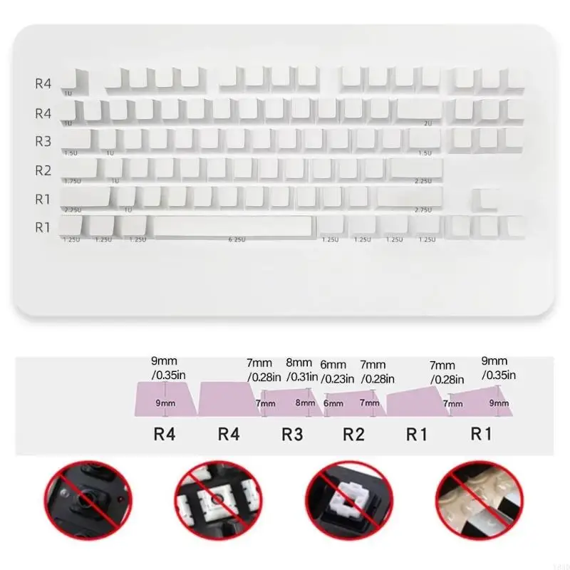 Y8AD 87pcs White non incisione PBT Blank KeyCap Profilo originale per MX