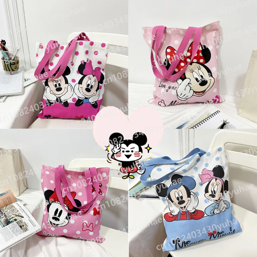 New Disney Mickey Mouse Mouse Large Capacity Handbags Tote Bag Disney Cartoon Pattern Fashion Canvas Handbag for Women Gift