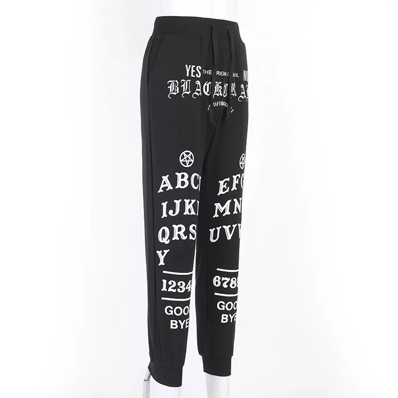 Pantalón gótico Punk Grunge Harajuku, pantalón de pentagrama, manga larga, calado, Patchwork, Vintage, otoño