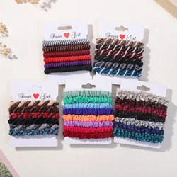 6 Pcs/Set Woman Fashion Scrunchies Silk Hair Ties Girls Ponytail Holders Rubber Band Hair Ring Elastic Hairband Hair Accessories