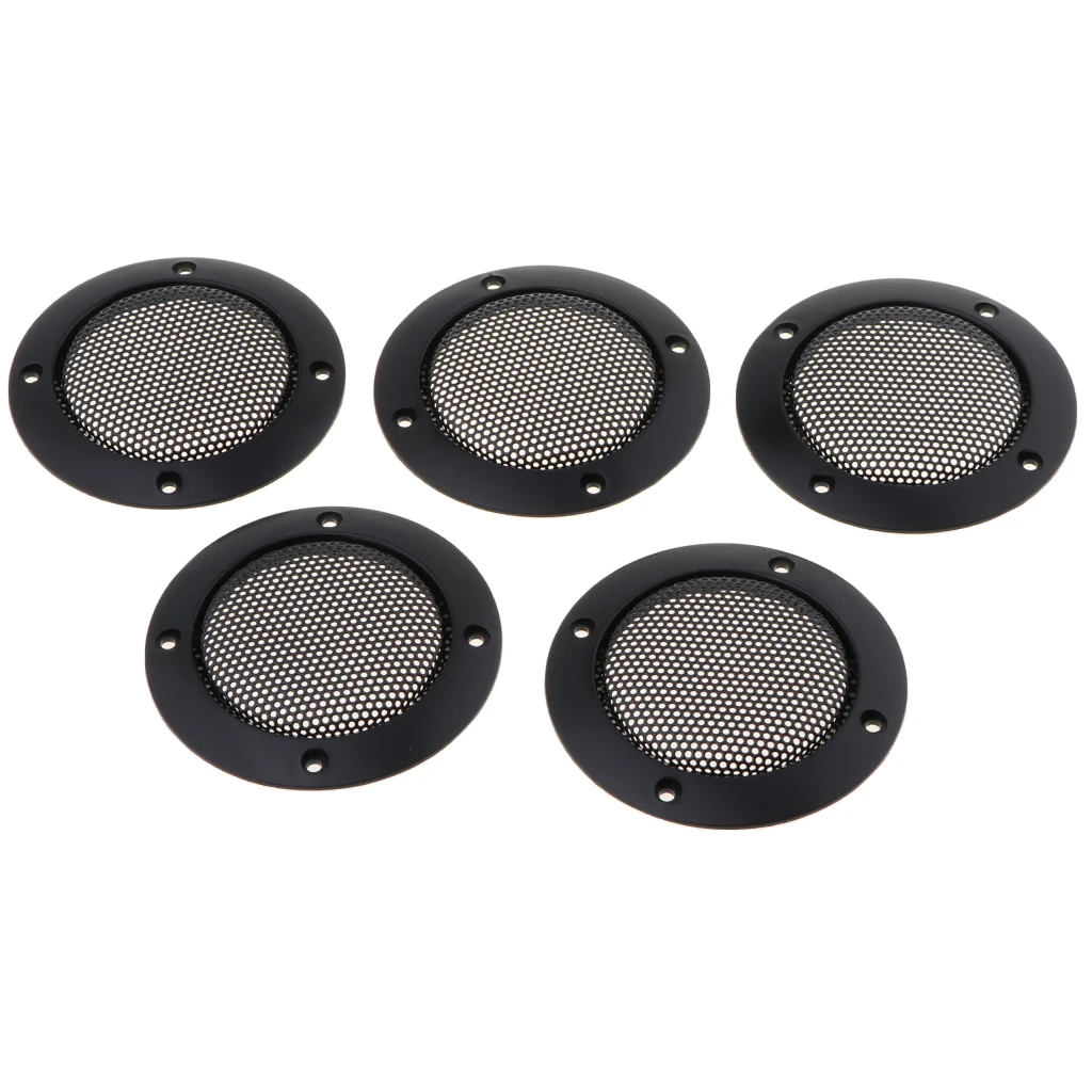 5 Pieces Speaker Grills Cover Case with 20 pcs Screws for 5 Inches Speaker Mounting Home Audio DIY